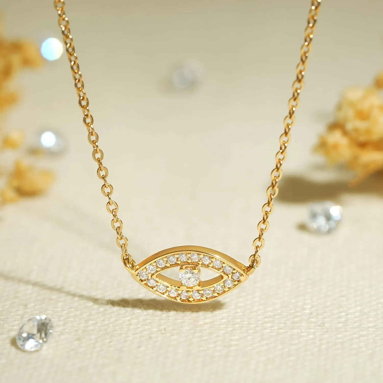 BENEIGE Gold Necklace for Women 14K Gold Plated Evil Eye Necklace Trendy Gold Pendant Necklace Jewelry For Women