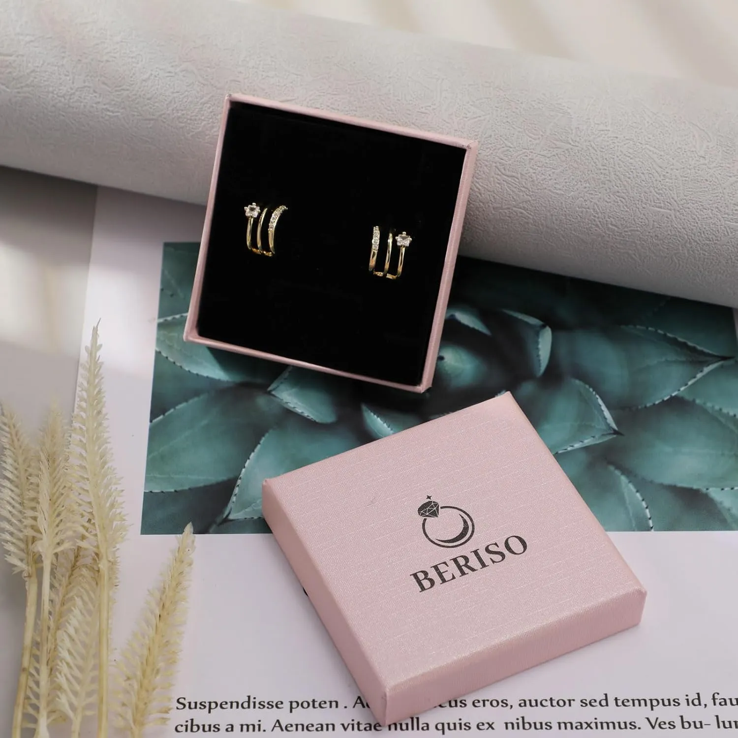 BERISO 14K Gold/Silver Plated Satellite Choker Shining Dots Station Box Chain 3 Blue Beads Sparkle Chain Necklace Open Hearts Open Stars Link Chain Exquisite Jewelry for women