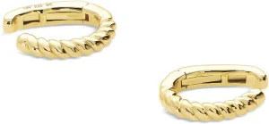 BERRICLE Sterling Silver Cable Statement Fashion Ear Cuffs for Women (Yellow Gold Flashed, Rhodium Plated)