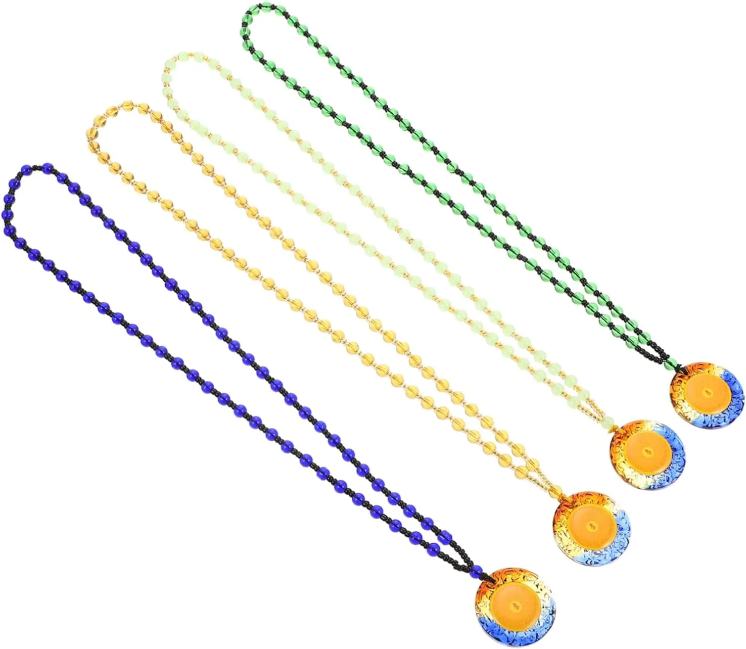 BESPORTBLE Buddhist Believers' Favorite 4pcs Glass Beaded Pendant Stylish Necklace for Occasions