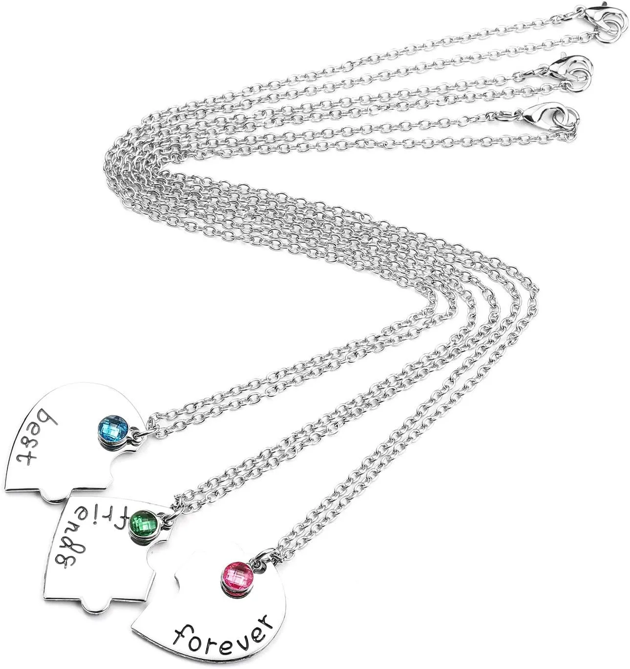 Bff Best Friends Forever 3 Necklace for Women Friendship Gift Heart Puzzle Jewelry Initial Chain Necklaces