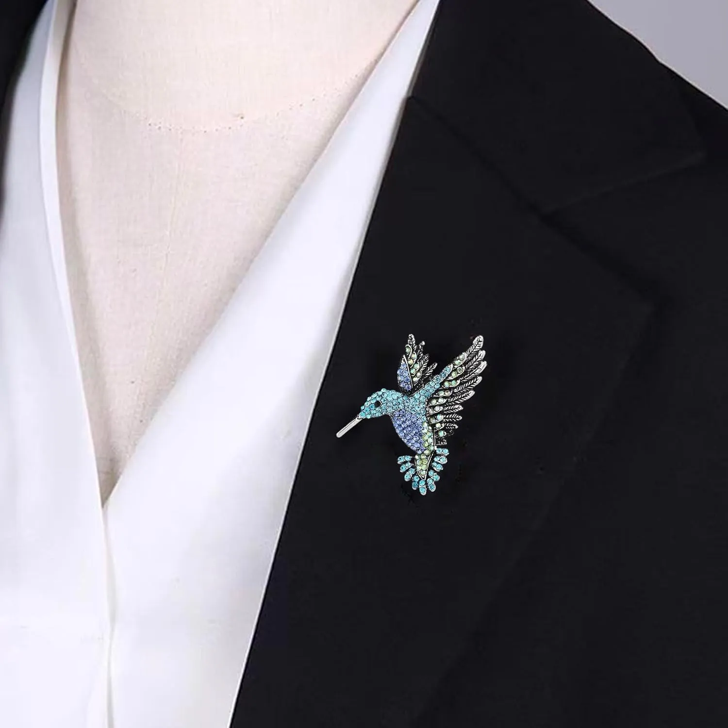Bird Hummingbird Brooch for Women - Elegant Vintage Hummingbird Rhinestone Bird Pin Jewelry for Women