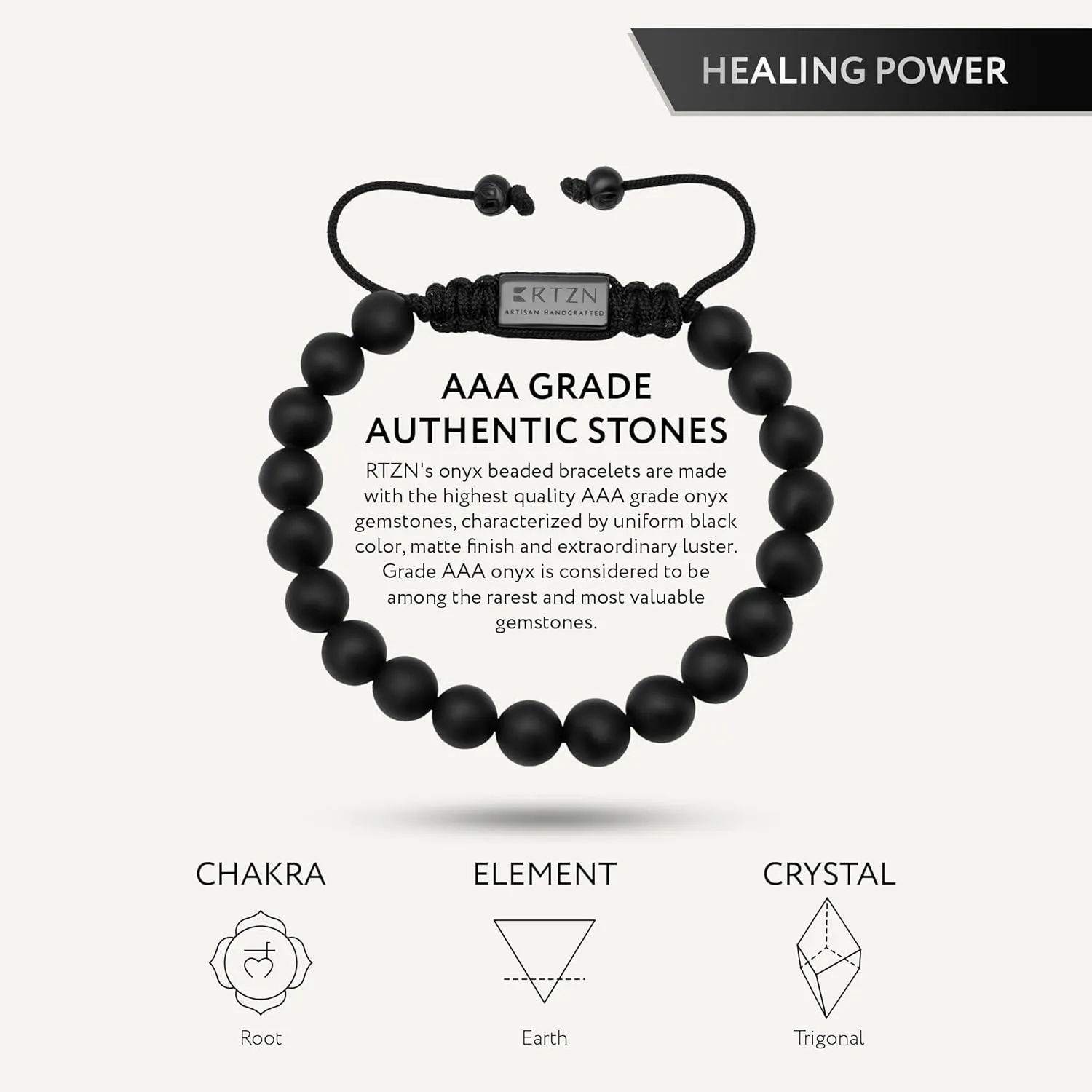 Black Onyx Bracelet for Men  Premium Artisan Handcrafted Authentic Matte Black Beads  8MM Adjustable Mens Beaded Bracelets (Bali)