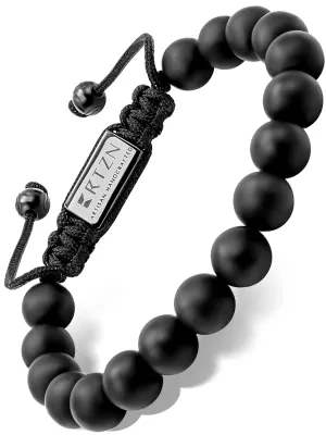 Black Onyx Bracelet for Men  Premium Artisan Handcrafted Authentic Matte Black Beads  8MM Adjustable Mens Beaded Bracelets (Bali)