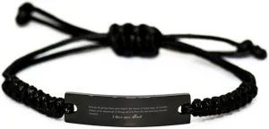 Black Stainless Steel Handmade Bracelets Adjustable Cord Inspirational, Dad Thank You for Giving from Your Heart, for Hours of Hard Work, for Countless Prayers