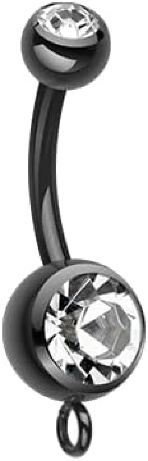 Blackline 'Add-On Dangle' Gem Ball Belly Button Ring