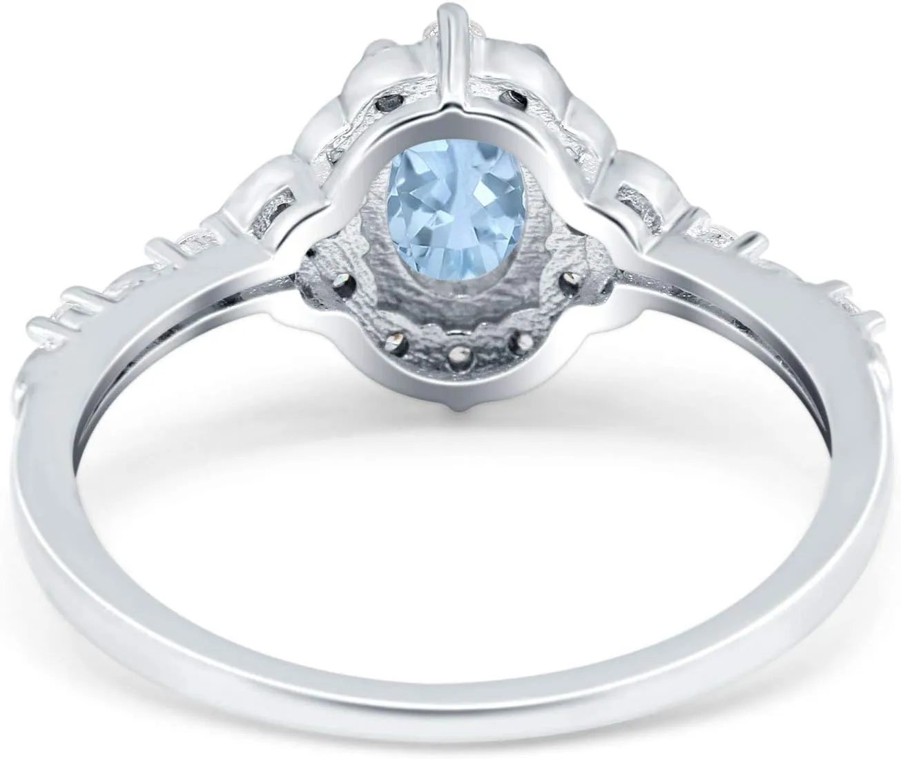 Blue Apple Co. Oval Art Deco Wedding Engagement Ring Accent Vintage Simulated Cubic Zirconia 925 Sterling Silver