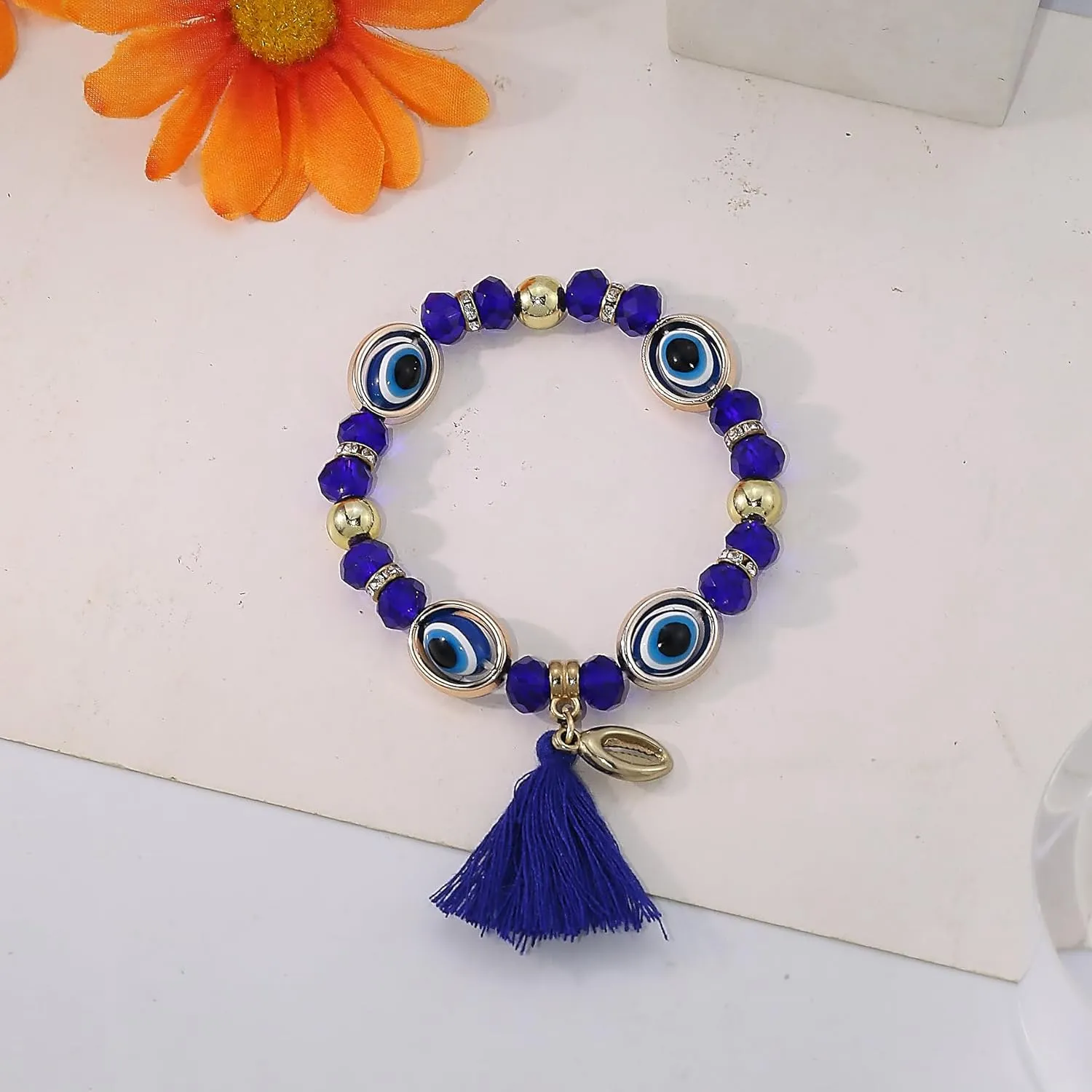 Blue Evil Eye Bracelet for Women Blue Friendship Bracelets Evil Eye Bead Bracelet Blue Evil Eye Crystal Stretch Bracelet Lucky Friendship Blue Bracelets Blue Evil Eye Jewellery