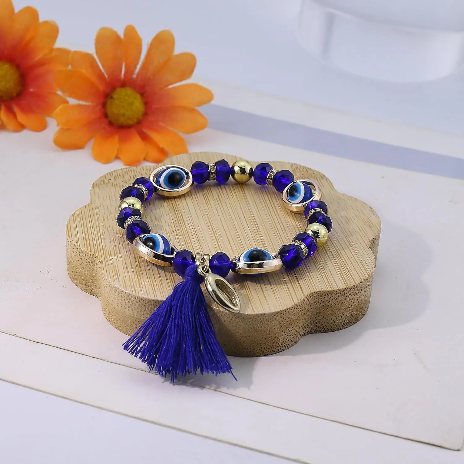 Blue Evil Eye Bracelet for Women Blue Friendship Bracelets Evil Eye Bead Bracelet Blue Evil Eye Crystal Stretch Bracelet Lucky Friendship Blue Bracelets Blue Evil Eye Jewellery