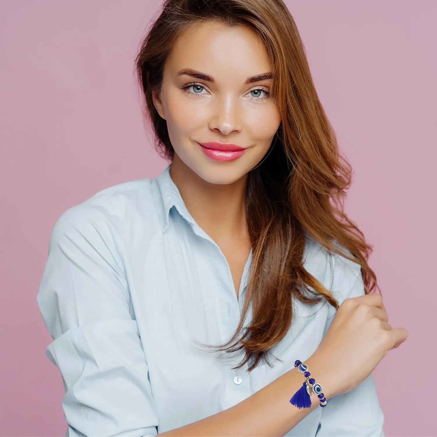 Blue Evil Eye Bracelet for Women Blue Friendship Bracelets Evil Eye Bead Bracelet Blue Evil Eye Crystal Stretch Bracelet Lucky Friendship Blue Bracelets Blue Evil Eye Jewellery