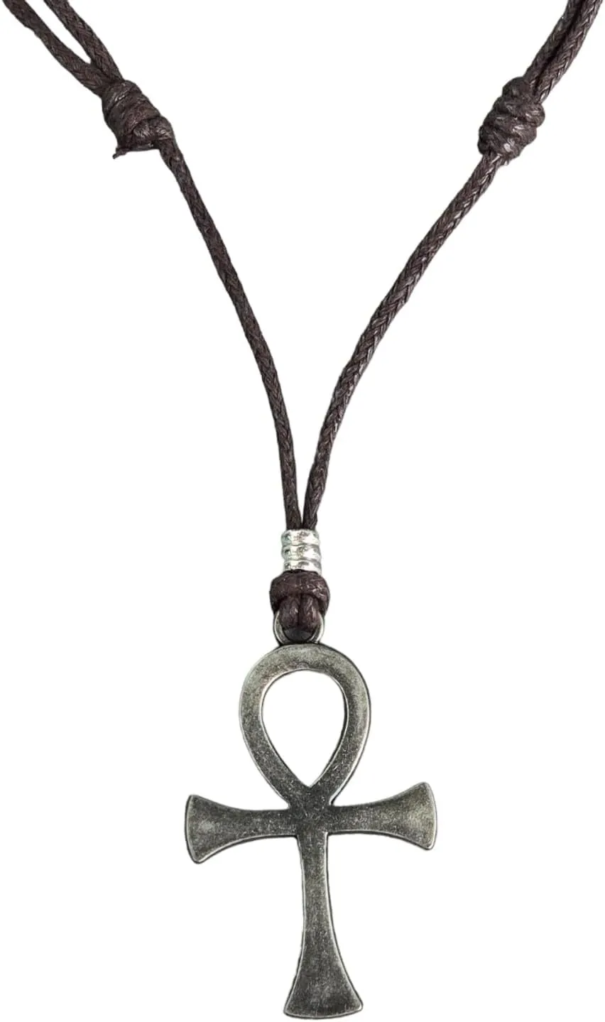 BlueRica Ankh Cross of Life on Adjustable Cord Necklace