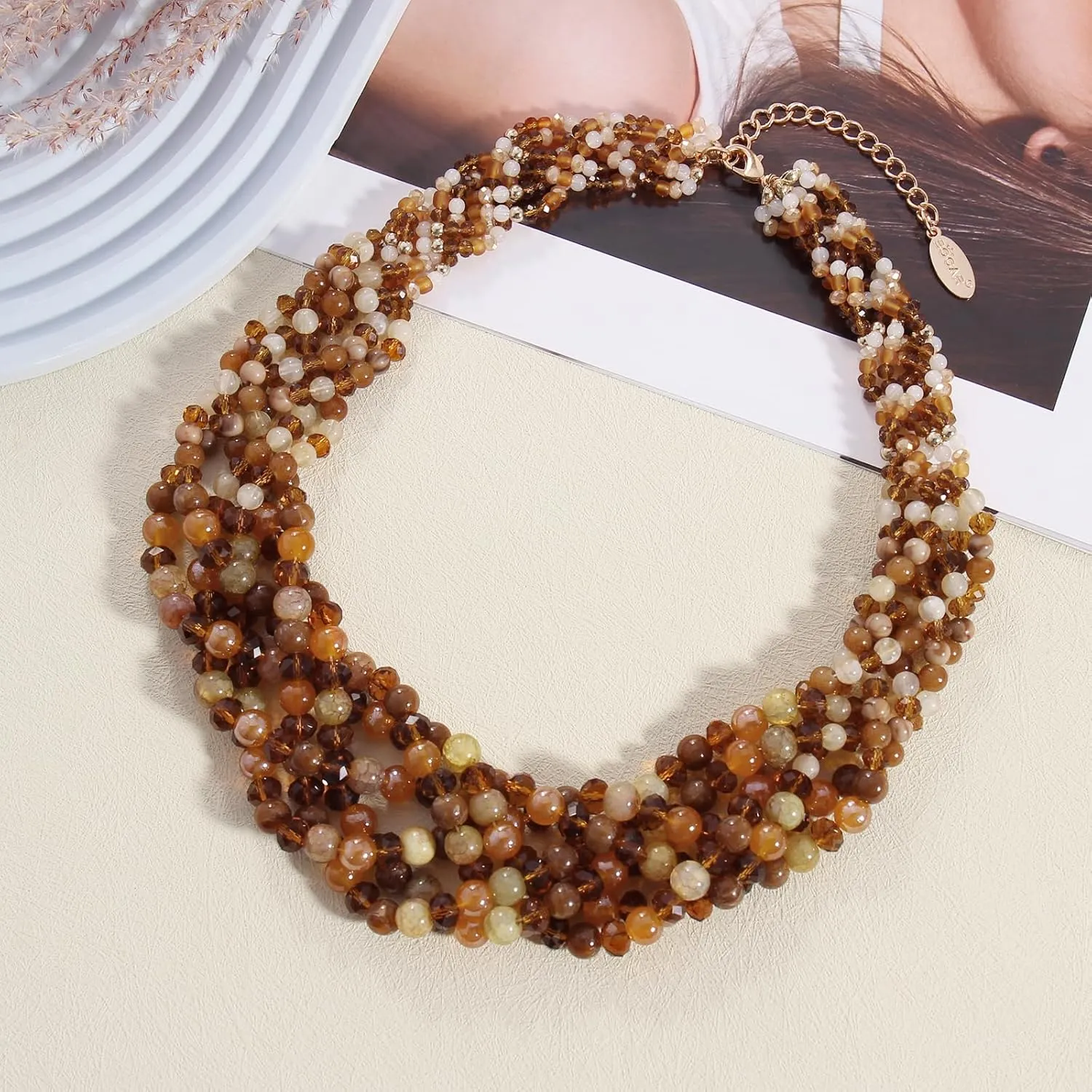 Bocar Necklaces for Women, Multi Layer Statement Collar Beaded Necklace for Women Gift (NK-10698)