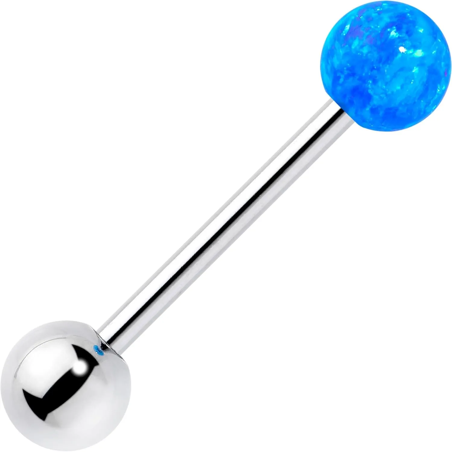 Body Candy 14G Tongue Ring - ASTM F-136 Titanium Straight Barbell Synthetic Opal Ball Tongue Piercing for Women Men