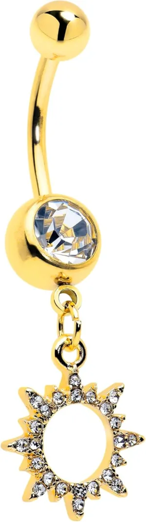 Body Candy Dangle Belly Ring - 316L Stainless Steel Navel Ring Piercing Open Sun Belly Button Ring for Women Men