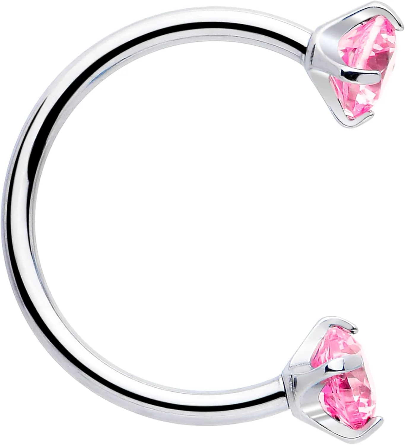 Body Candy Double Gem Titanium Horseshoe Nose Ring - Internally Threaded Solid Titanium CZ Horseshoe Nose Hoop