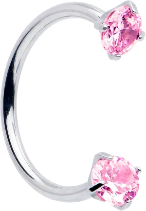 Body Candy Double Gem Titanium Horseshoe Nose Ring - Internally Threaded Solid Titanium CZ Horseshoe Nose Hoop