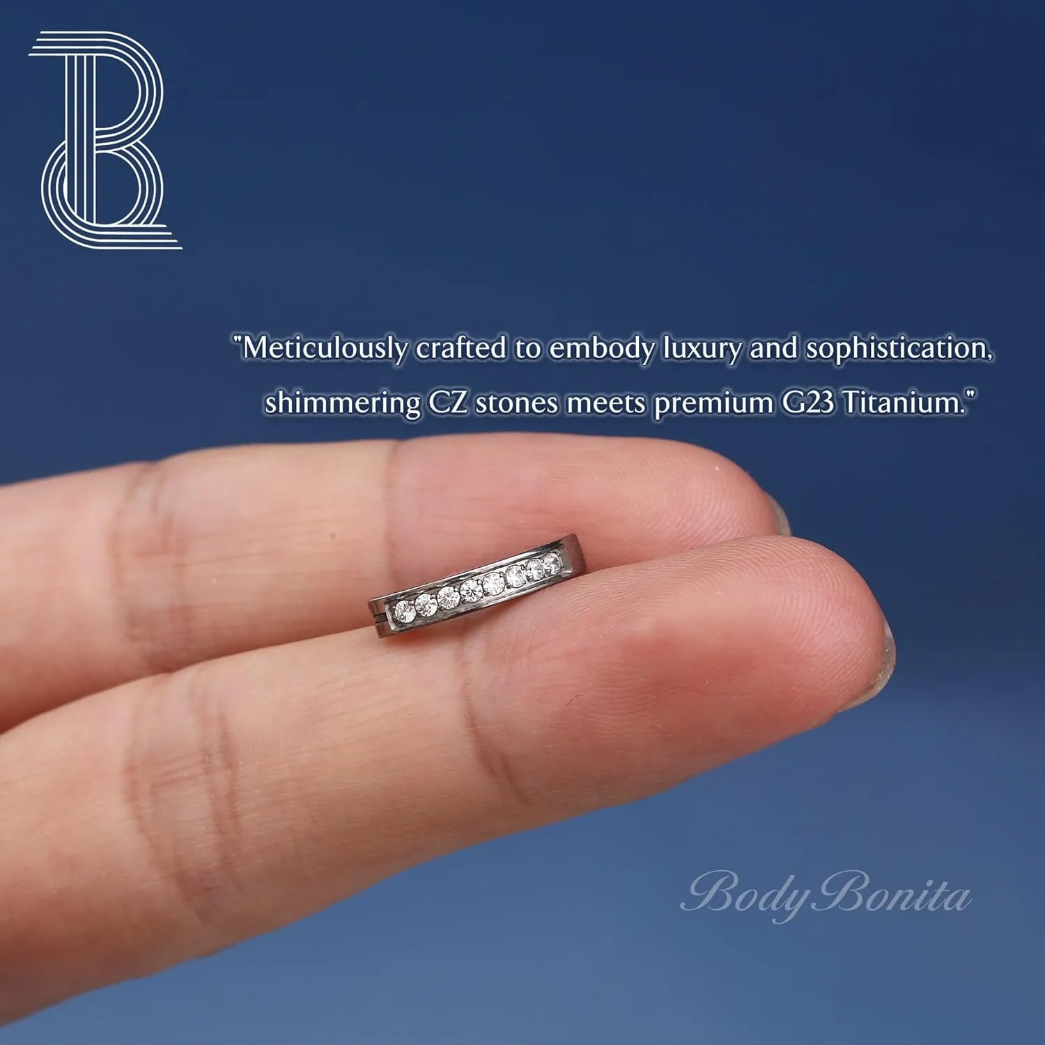 BodyBonita Real Solid G23 Titanium Belly Button Rings - 14G Internally Threaded 10mm Belly Ring Round Square Star Teardrop CZ Navel Rings for Women