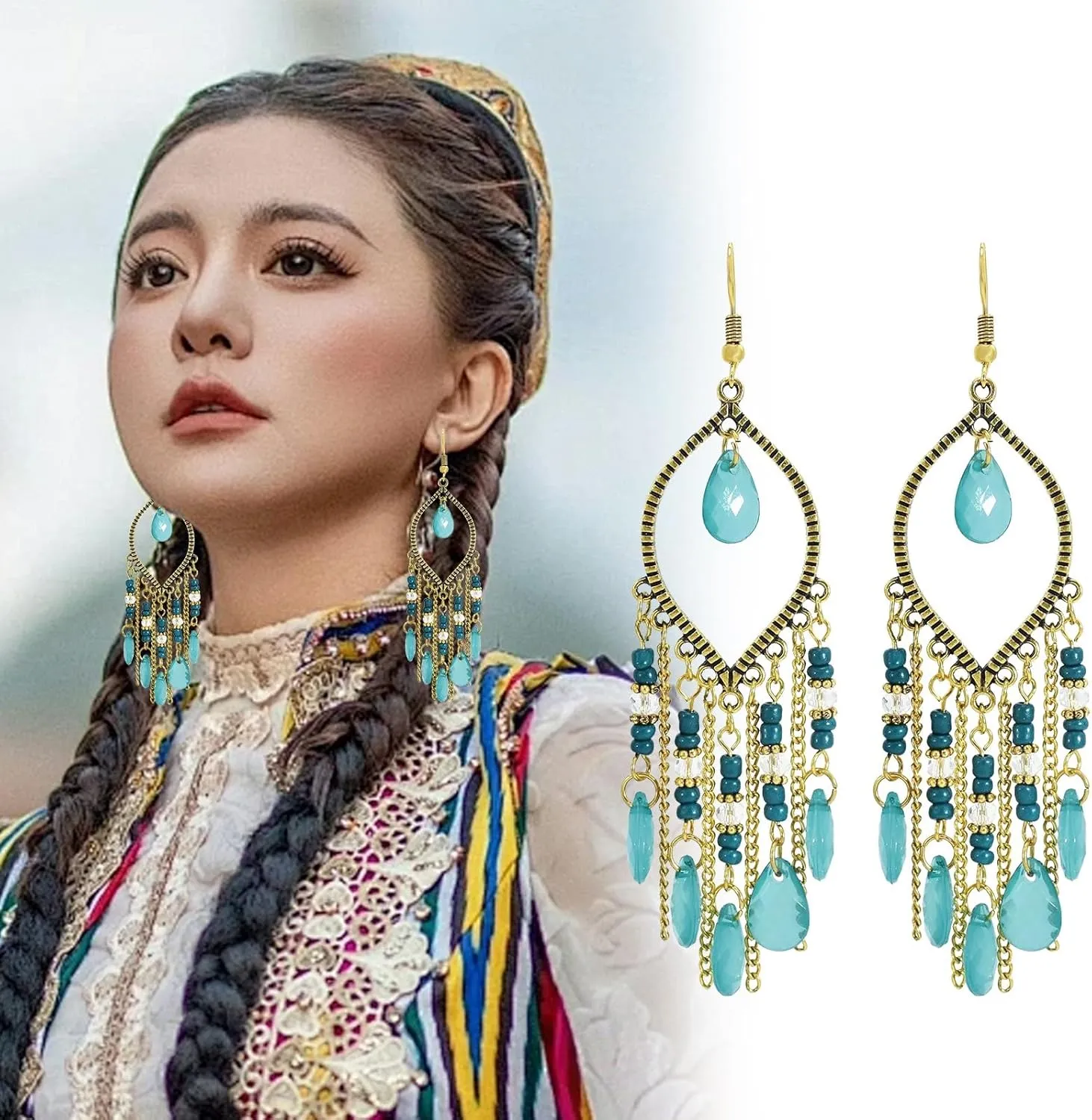 Boho Earrings for Women Vintage Long Dangle Earrings Statement Drop Ear Accessories Boho Jewelry Gifts