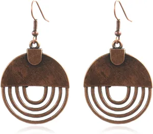 Boho Vintage Geometric Round Alloy Earrings Ethnic Style Vintage Earrings for Women