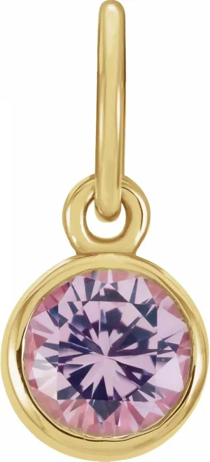 Bonyak Jewelry 14k Yellow Gold Posh Mommy Imitation Pink Tourmaline Charm Elegant