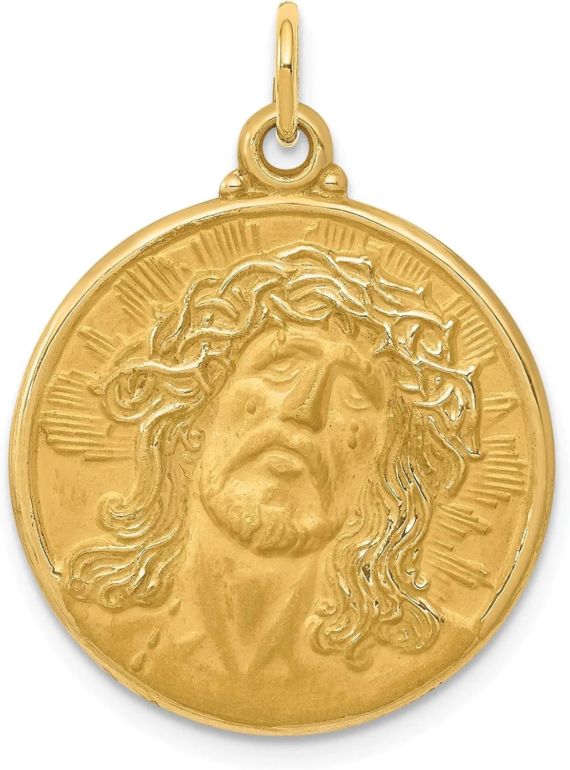 Bonyak Jewelry Jesus Medal Pendant in 14K Yellow Gold Ethereal