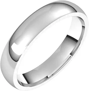 Bonyak Jewelry Platinum 4mm Half Round Comfort Fit Light Band Elegant, Size 8