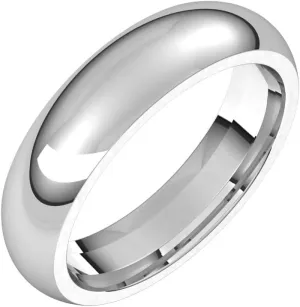 Bonyak Jewelry Platinum 5mm Half Round Comfort Fit Band Elegant, Size 11