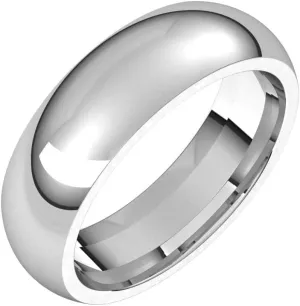 Bonyak Jewelry Platinum 6mm Half Round Comfort Fit Band Elegant, Size 12