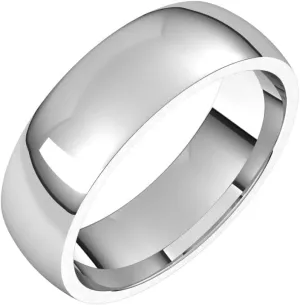 Bonyak Jewelry Platinum 6mm Half Round Comfort Fit Light Band Elegant, Size 11.5