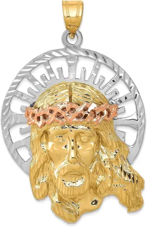 Bonyak Jewelry Tri-Color Jesus Pendant in 14K Yellow, White, & Rose Gold Tri-Color Captivating