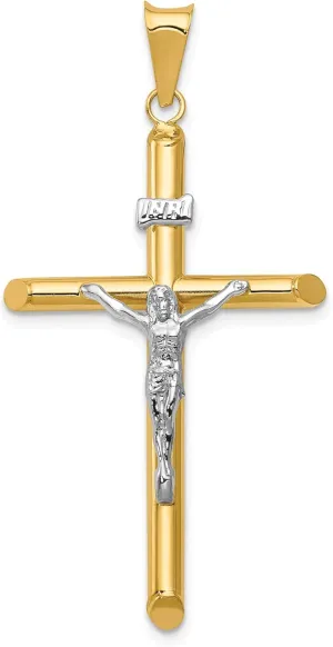Bonyak Jewelry Two-Tone Polished Jesus Crucifix Pendant in 14K Yellow & White Gold Flawless