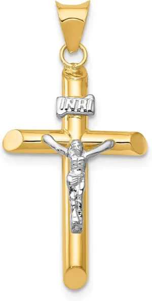 Bonyak Jewelry Two-Tone Polished Jesus Crucifix Pendant in 14K Yellow & White Gold Stylish