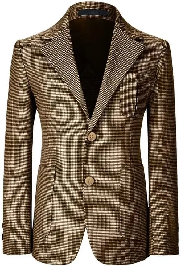 Boy Suit Plaid Blazer 2 Button Coat Stylish Cute Stretch Fabric Notched Lapel Formal Ring Bearer Wedding Homecoming