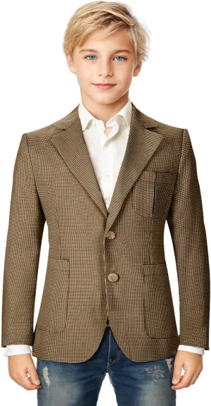 Boy Suit Plaid Blazer 2 Button Coat Stylish Cute Stretch Fabric Notched Lapel Formal Ring Bearer Wedding Homecoming