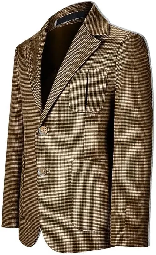 Boy Suit Plaid Blazer 2 Button Coat Stylish Cute Stretch Fabric Notched Lapel Formal Ring Bearer Wedding Homecoming