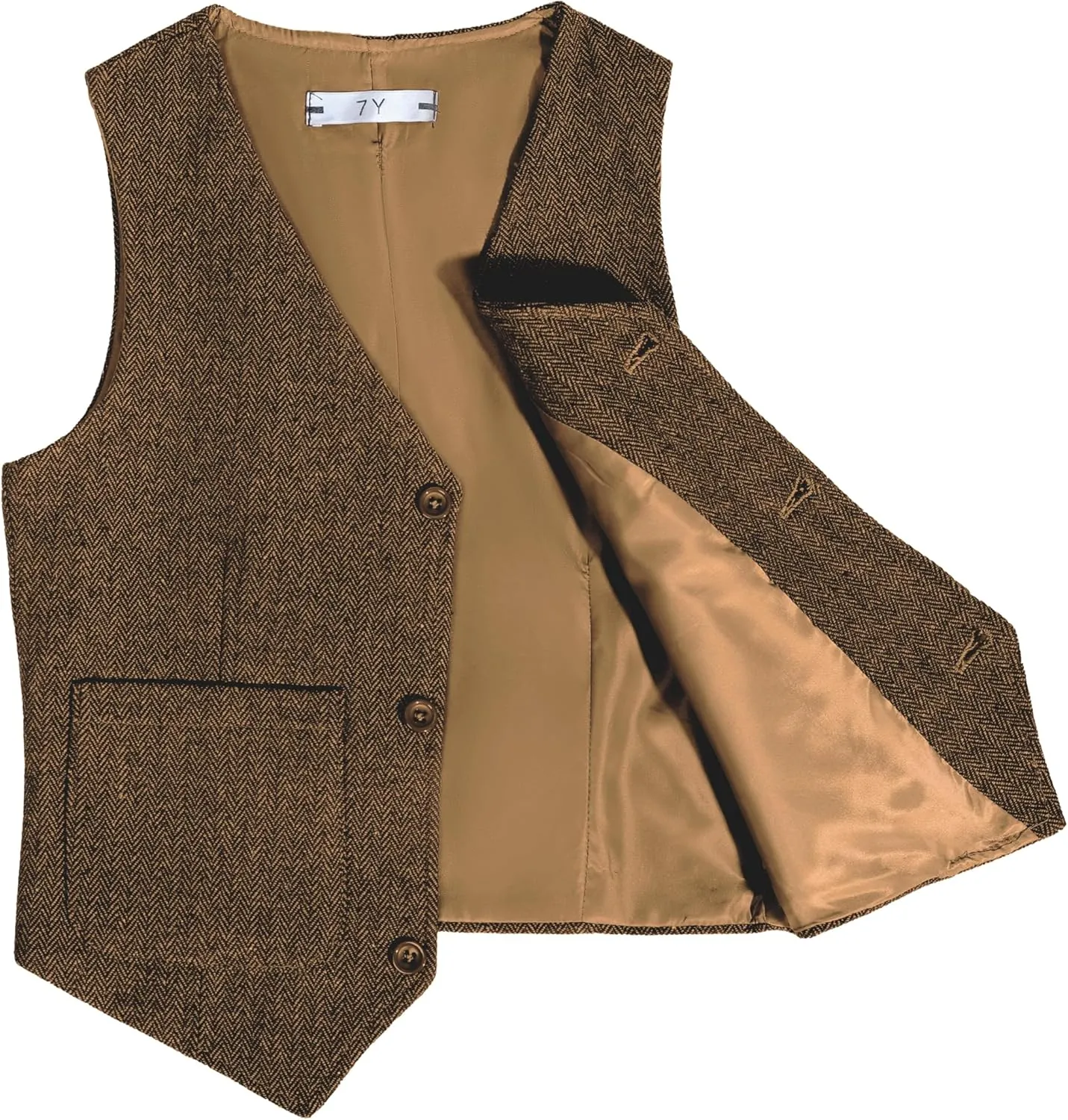 Boys Vest Vintage Tweed Toddler Little Kids Waistcoat with Pocket Sleeveless Slim Fit Casual Vest Outfit