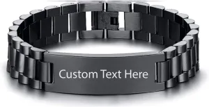 Bracelet Engraved Laser Personalized ID Bracelet for Husband Boyfriend Mens Teen Coworker Stainless Steel Bracelet Customizable Name Memorial Gifts for Loved One, Gift for Christmas, Birthday