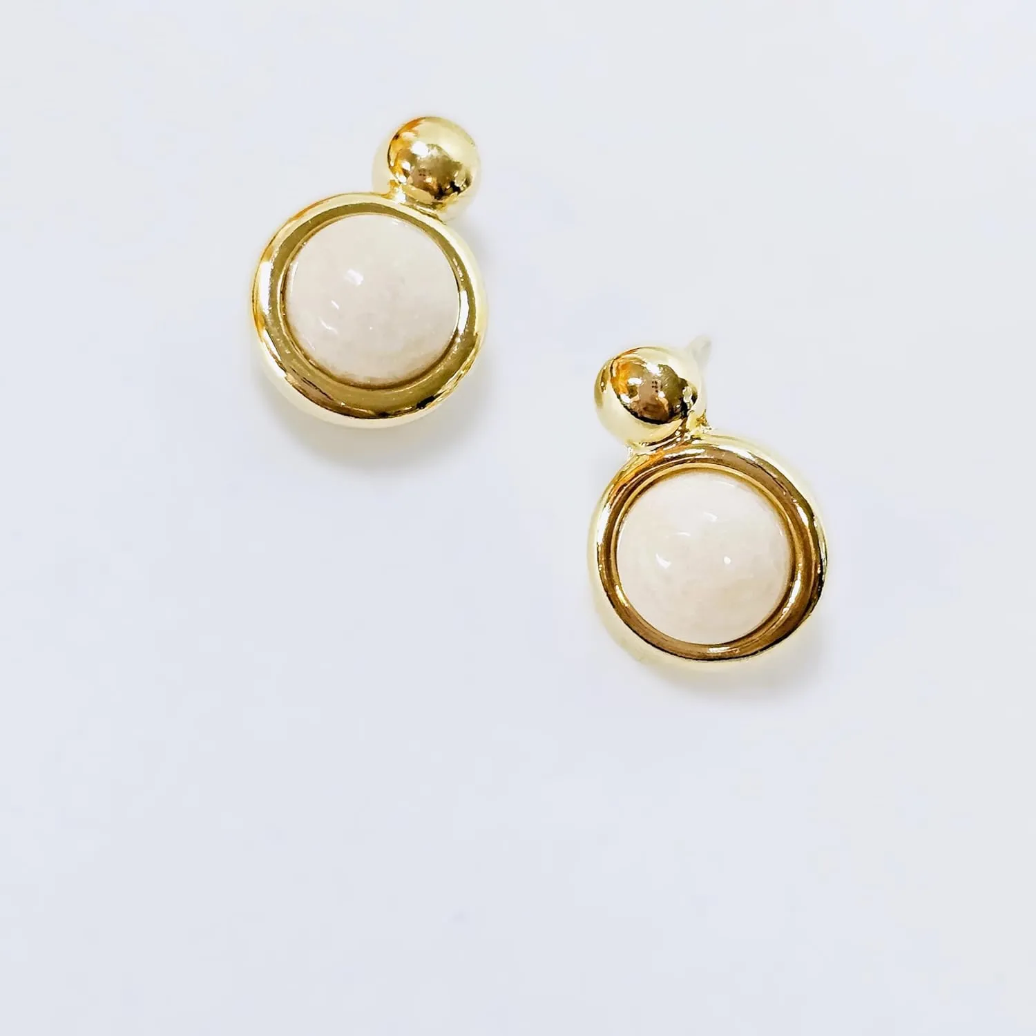 Brazilian Designed Gold Plated Earrings and Necklace with natural gemstone - Comfy Hypoallergenic Statement Jewelry set for Women 0.7 inch (1,8 cm) Made in Brazil