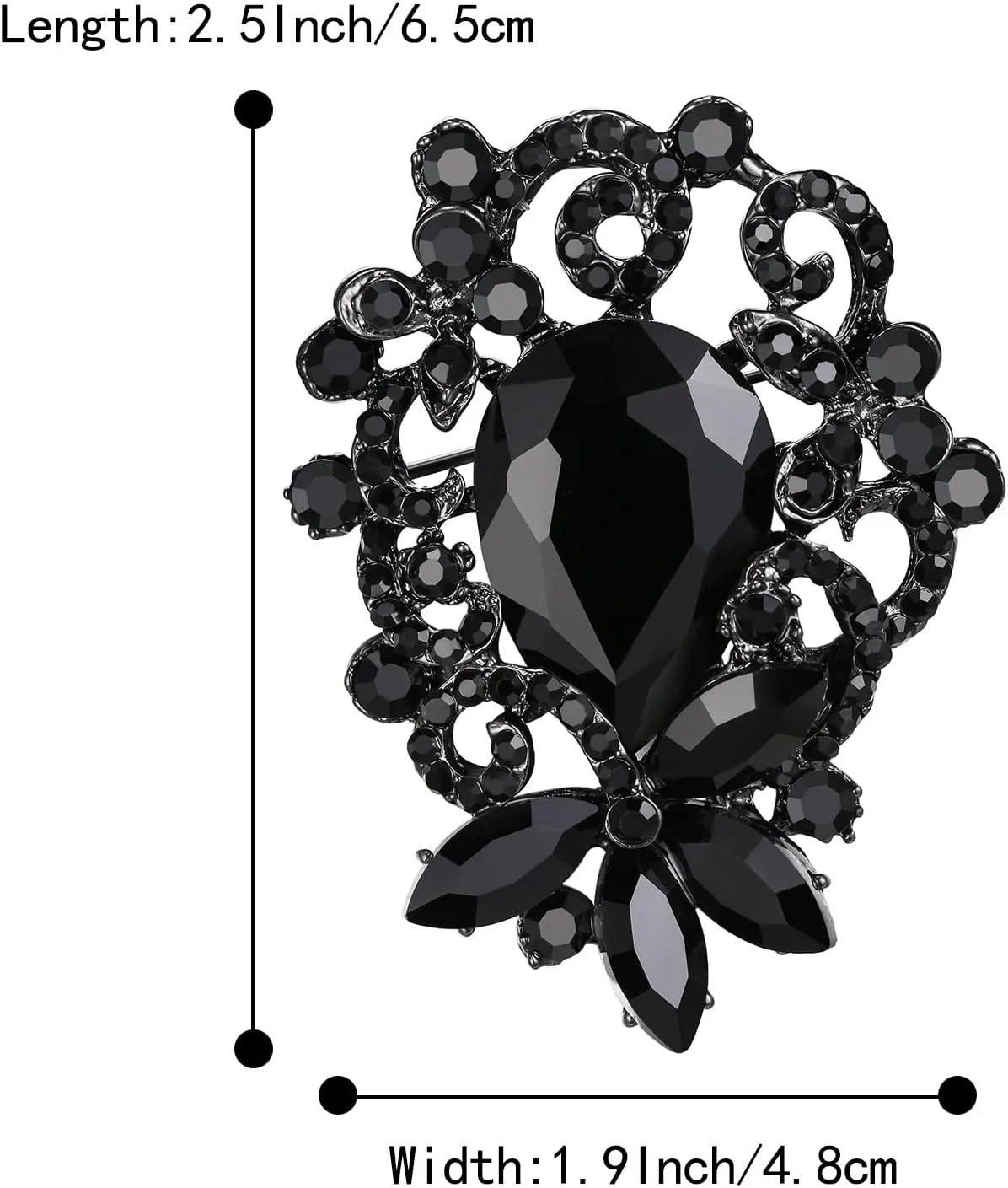 BriLove Elegant Crystal Teardrop Marquise Bouquet Brooch Pin for Women