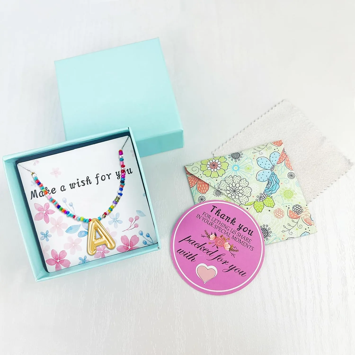 Bubble Letter Necklaces for Girls Gifts, Beaded Gold Plated Initial Name Necklace with Balloon Alphabet Pendant Personalized for Women, Teens and Preteen