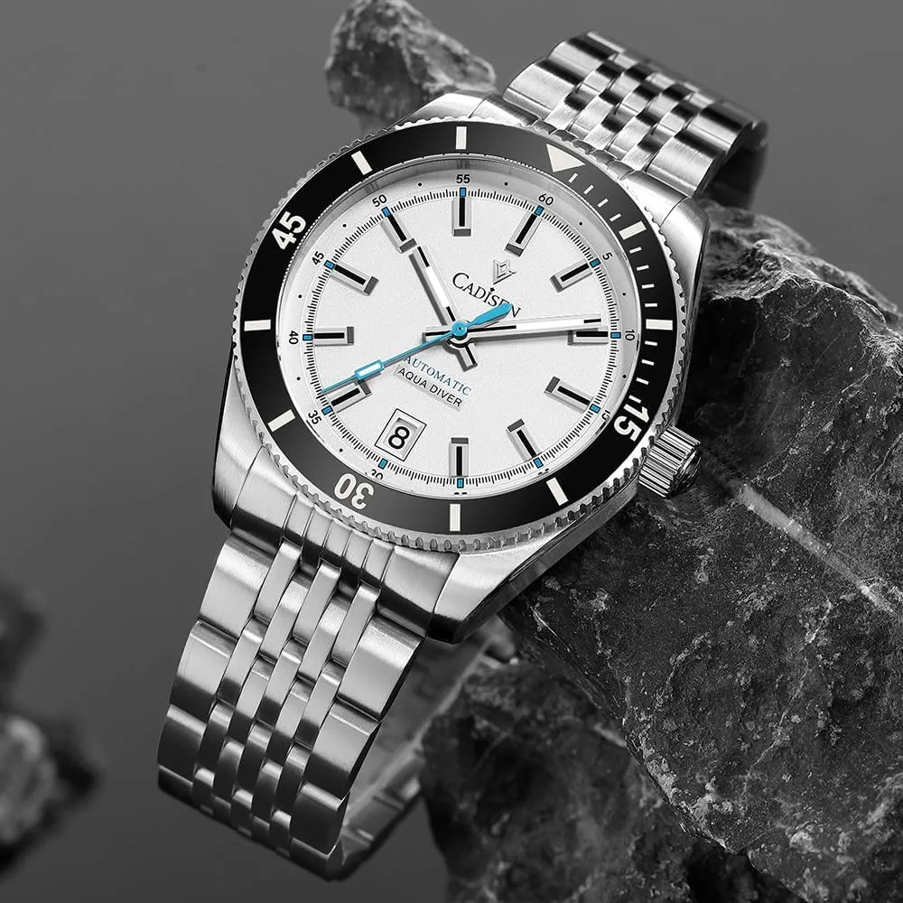 CADISEN Mens Automatic NH35A Mechanical Watch Stainless Steel Band 100M Waterproof Casual Watches for Men