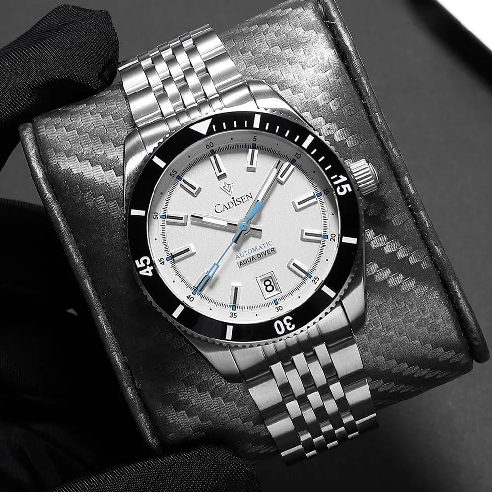 CADISEN Mens Automatic NH35A Mechanical Watch Stainless Steel Band 100M Waterproof Casual Watches for Men