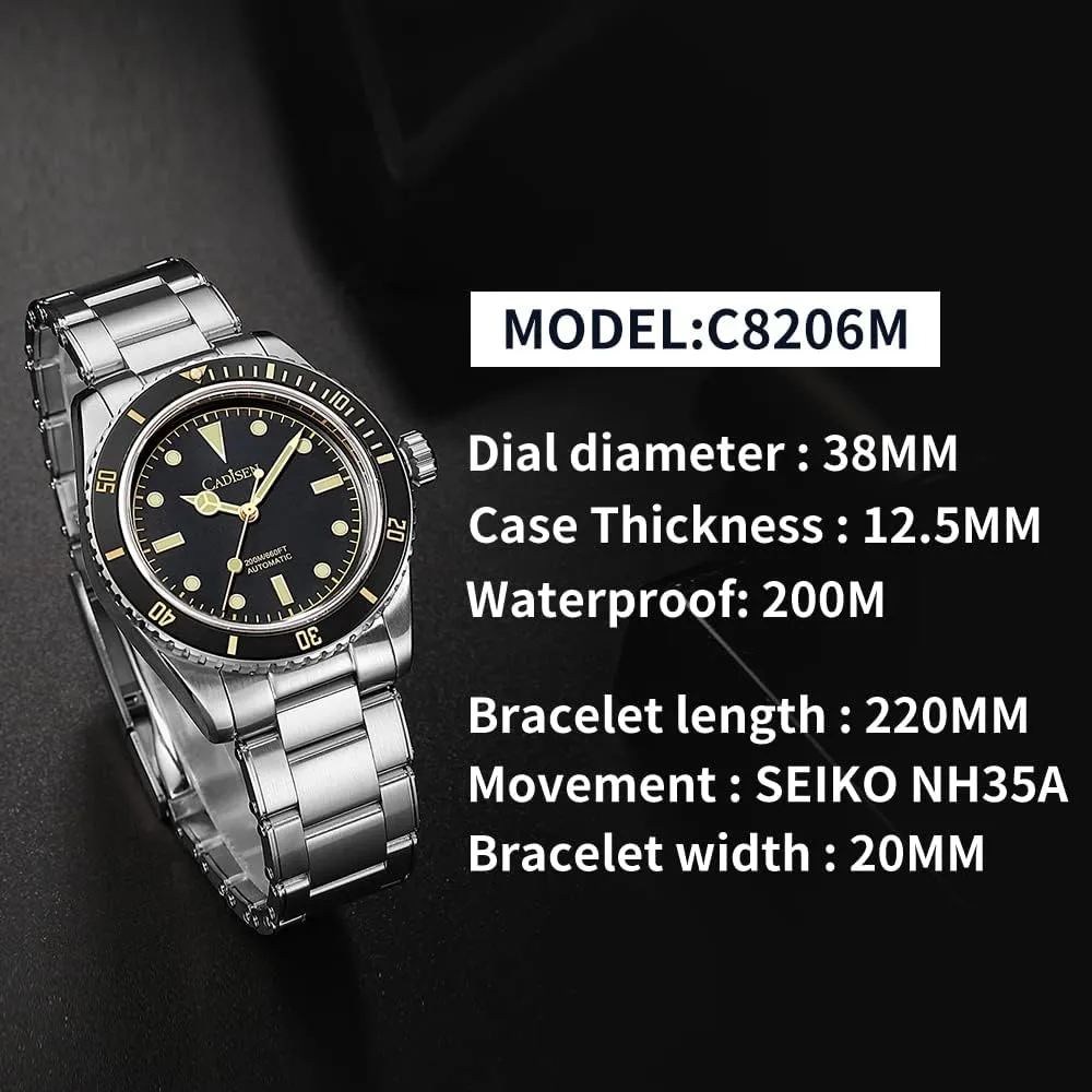 CADISEN Mens Automatic Watch Mechanical NH35 Movement Waterproof Sapphire Glass Casual Business Watches