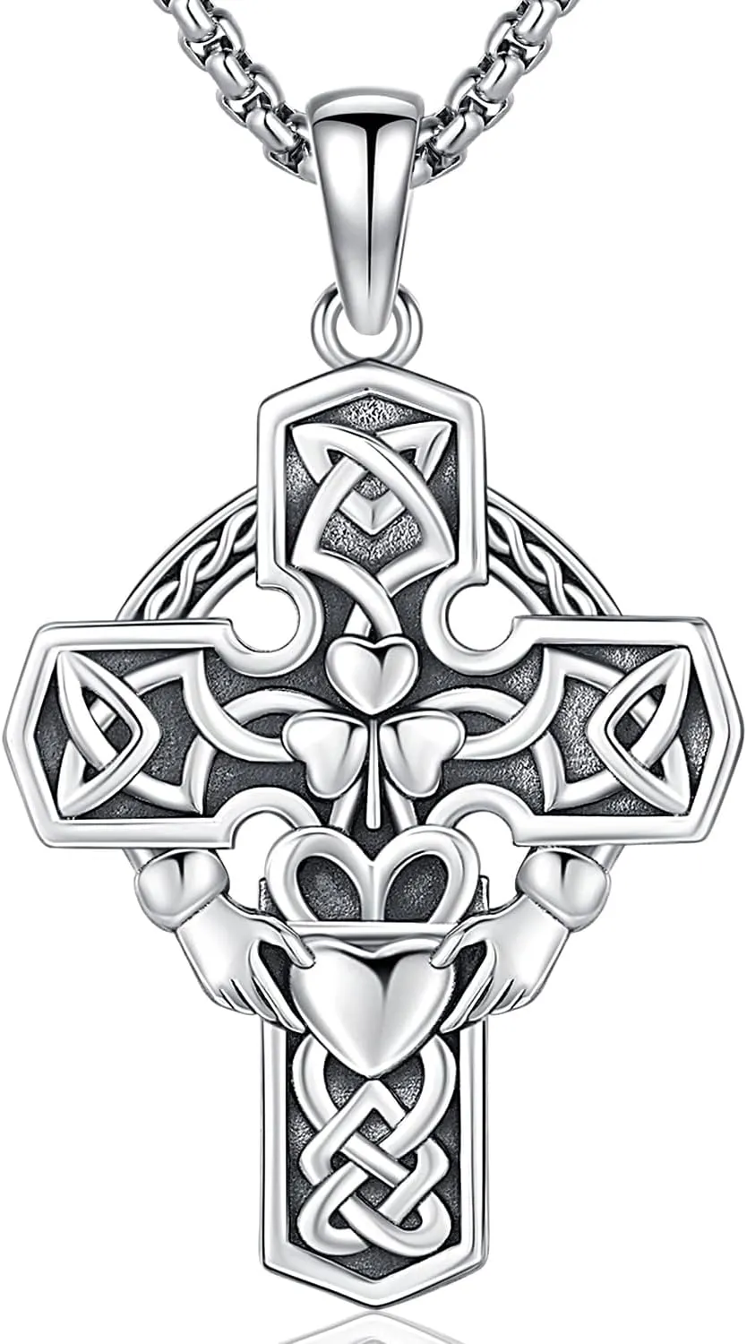 Celtic Cross Necklace for Men and Women Cross Necklaces Viking Pendant Crucifix Mens Jewelry Sterling Silver Viking Gifts