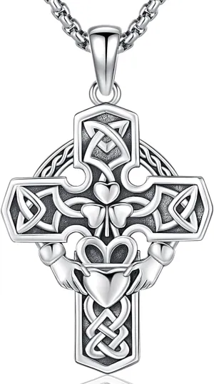 Celtic Cross Necklace for Men and Women Cross Necklaces Viking Pendant Crucifix Mens Jewelry Sterling Silver Viking Gifts