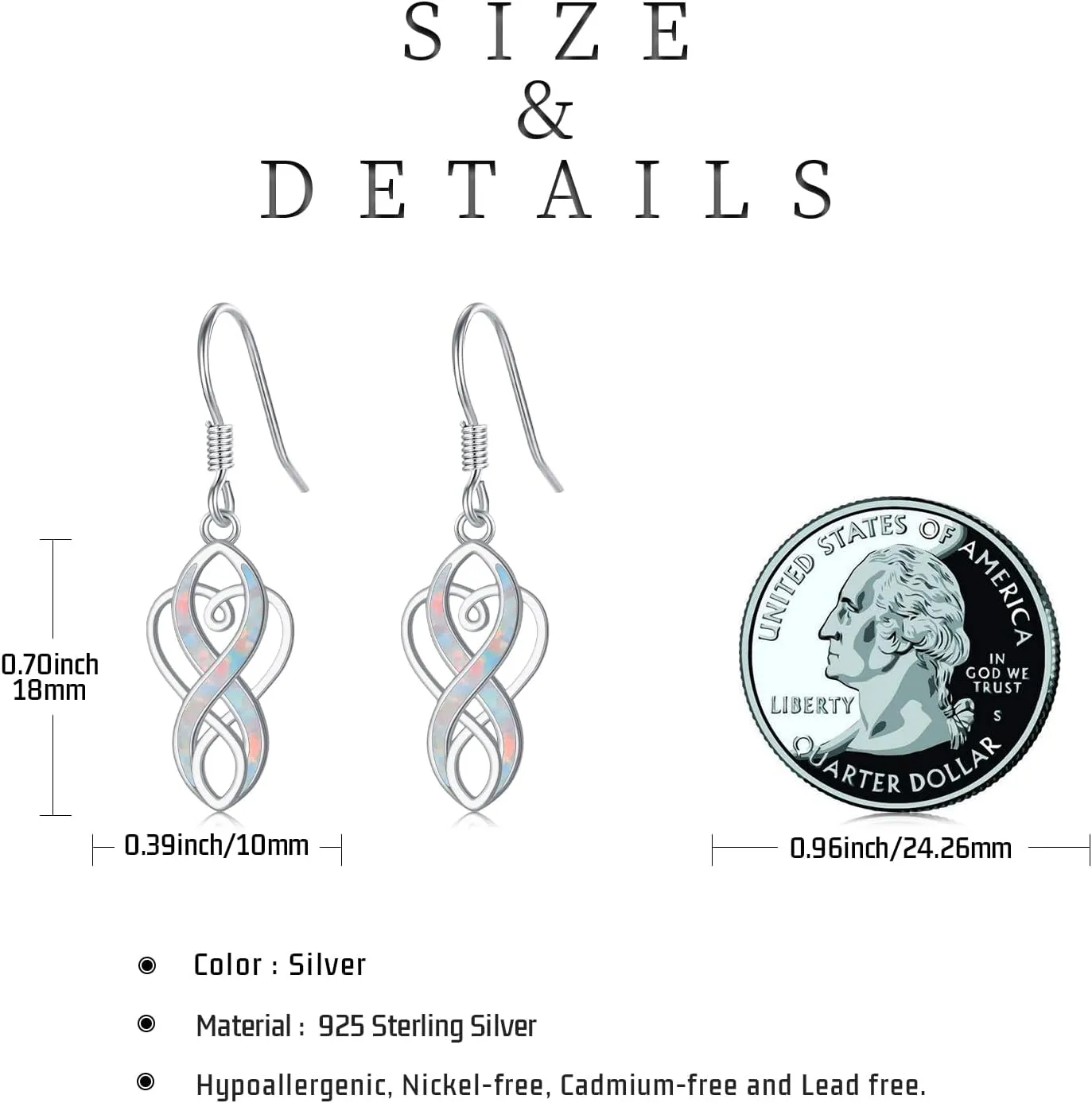 Celtic Knot Earrings 925 Sterling Silver Opal Irish Dangle Earrings Irish Jewelry Birthday Gifts for Women Girlfriend Mom