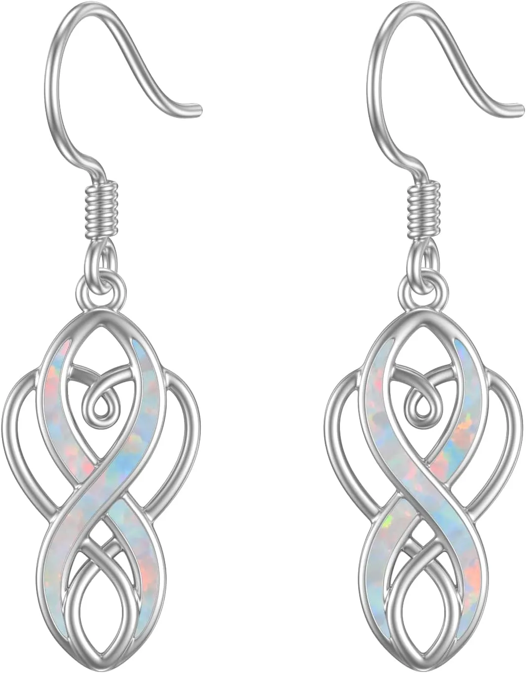 Celtic Knot Earrings 925 Sterling Silver Opal Irish Dangle Earrings Irish Jewelry Birthday Gifts for Women Girlfriend Mom