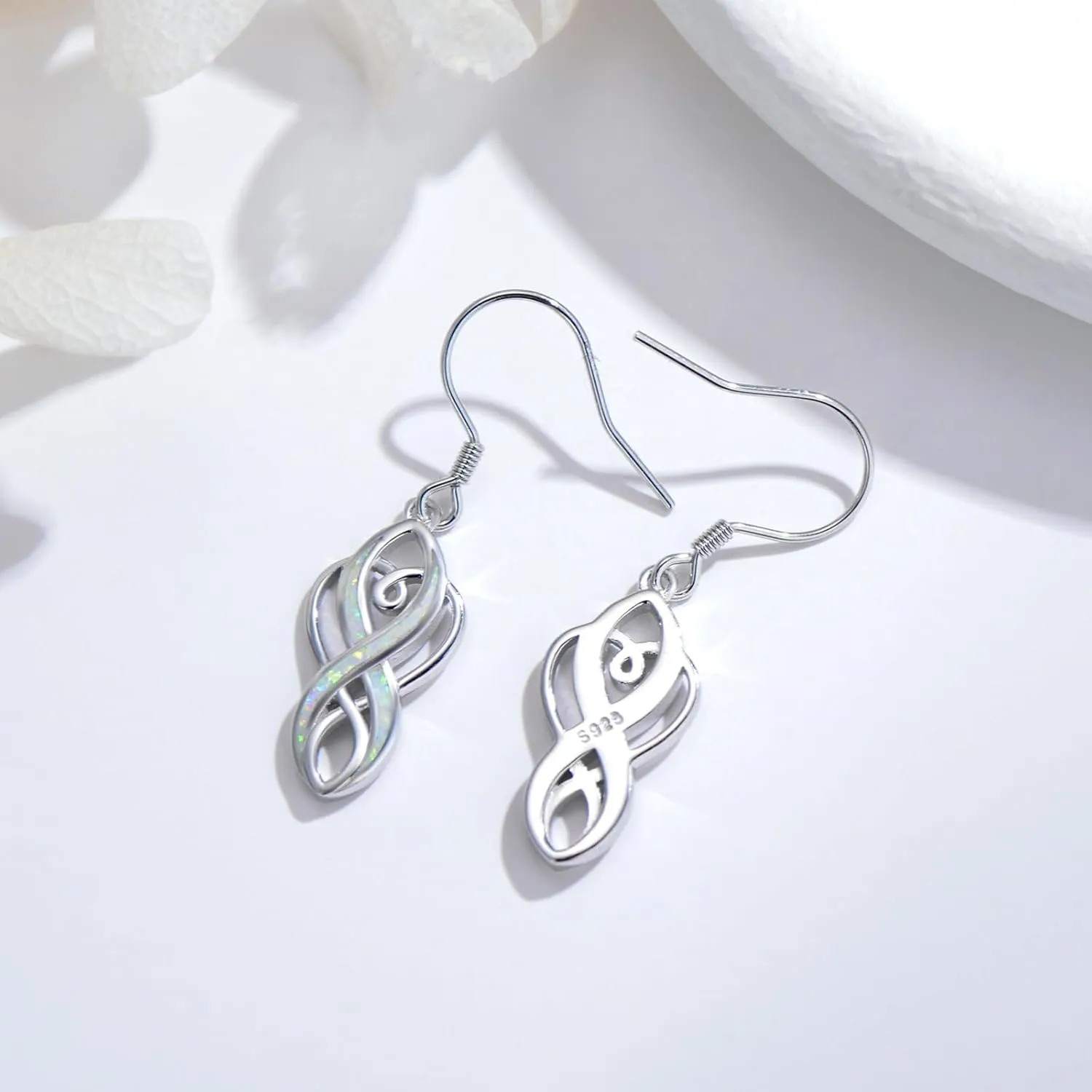 Celtic Knot Earrings 925 Sterling Silver Opal Irish Dangle Earrings Irish Jewelry Birthday Gifts for Women Girlfriend Mom