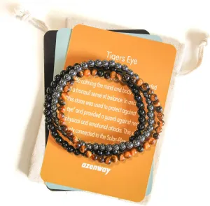 Charged Healing Crystal Bracelet - Natural 4mm Gemstones with 14k Hypoallergenic Gold Filled Bead, Stretch Cord - Semi-Precious Jewelry for Women & Men