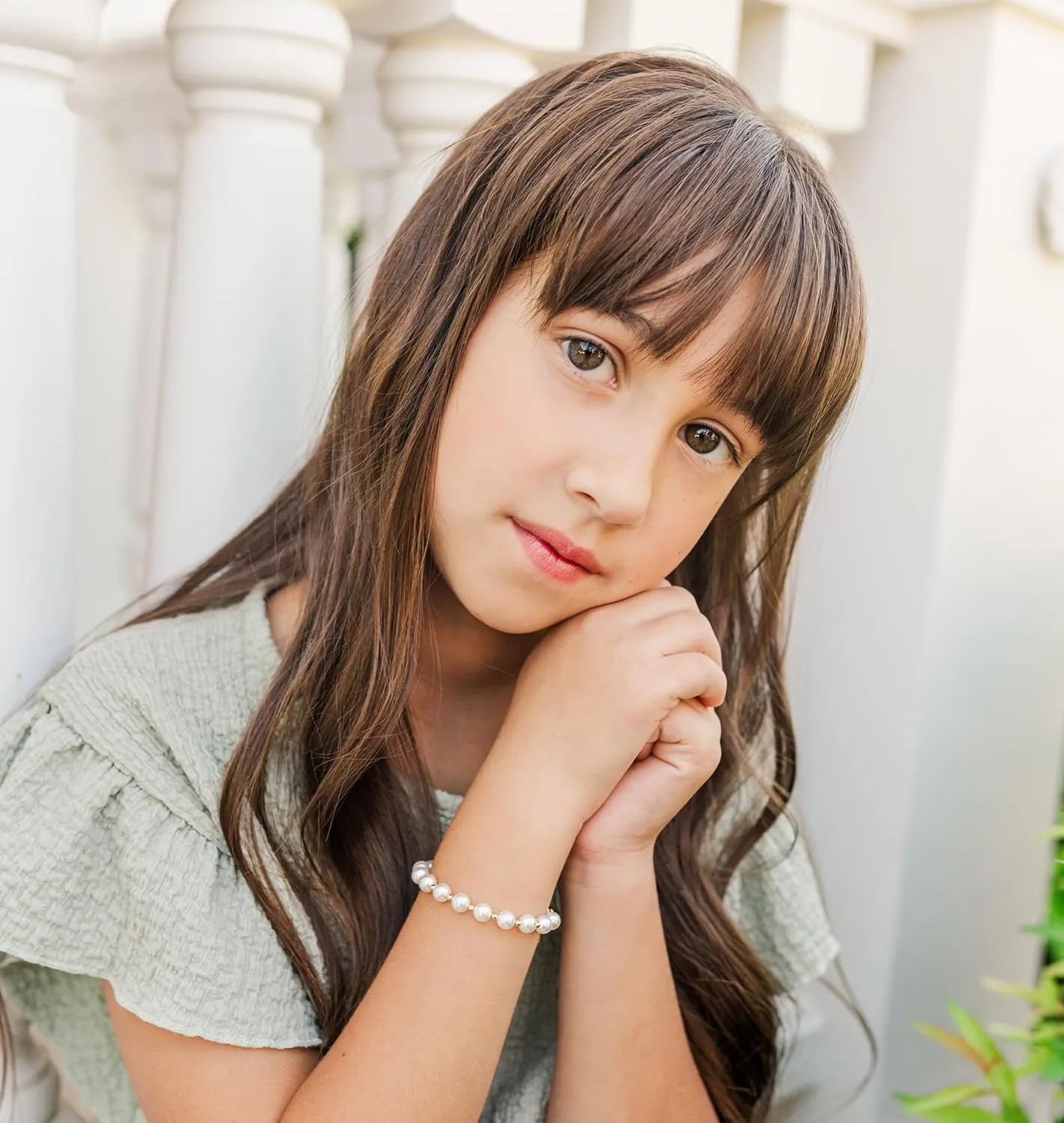 Cherished Moments 14K Gold Plated and Sterling Silver Bracelet with Chunky Simulated Pearls for Babies and Little Girls